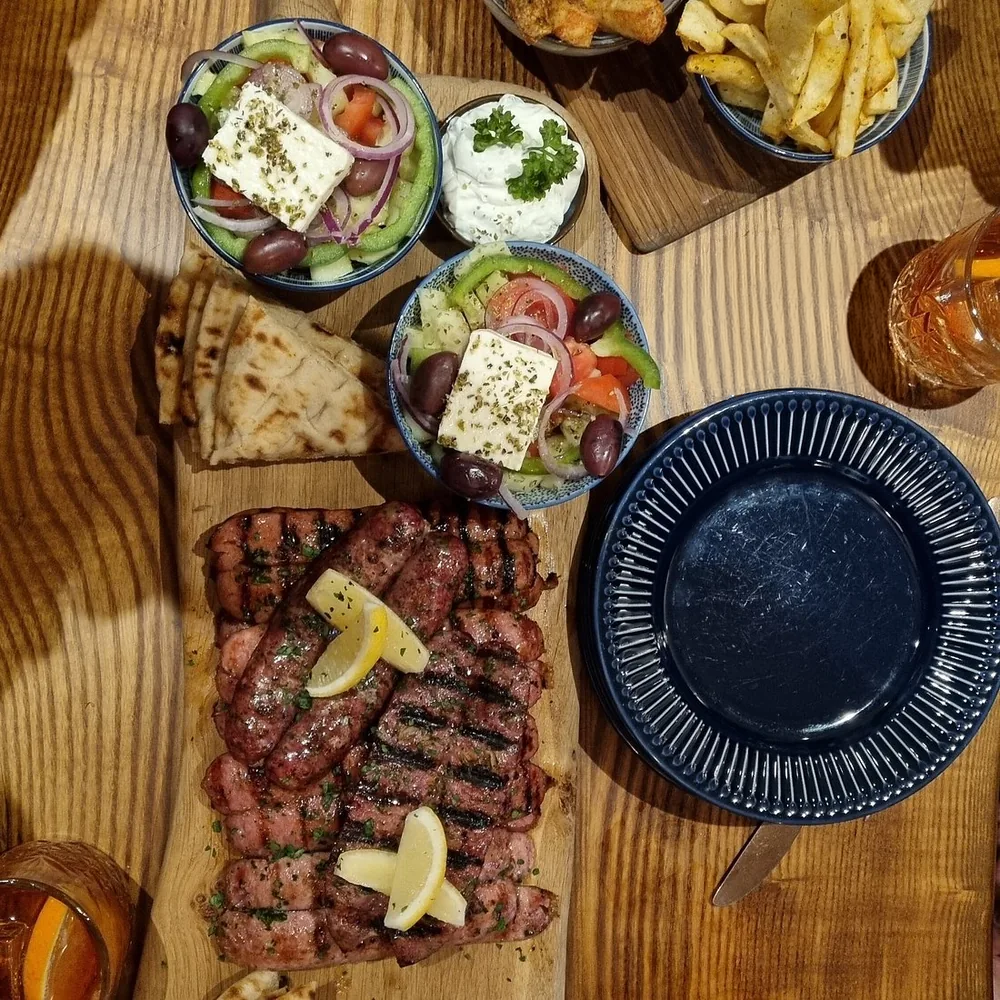 Greek food served at The Mad Platter in Usk